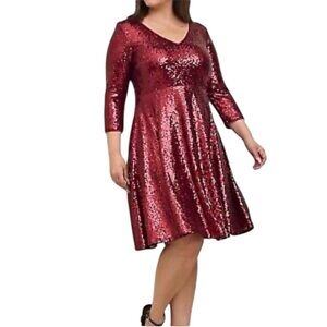 NWOT Torrid dress Ruby Red mini sequins skater dress. SZ 2X Torrid SZ 2